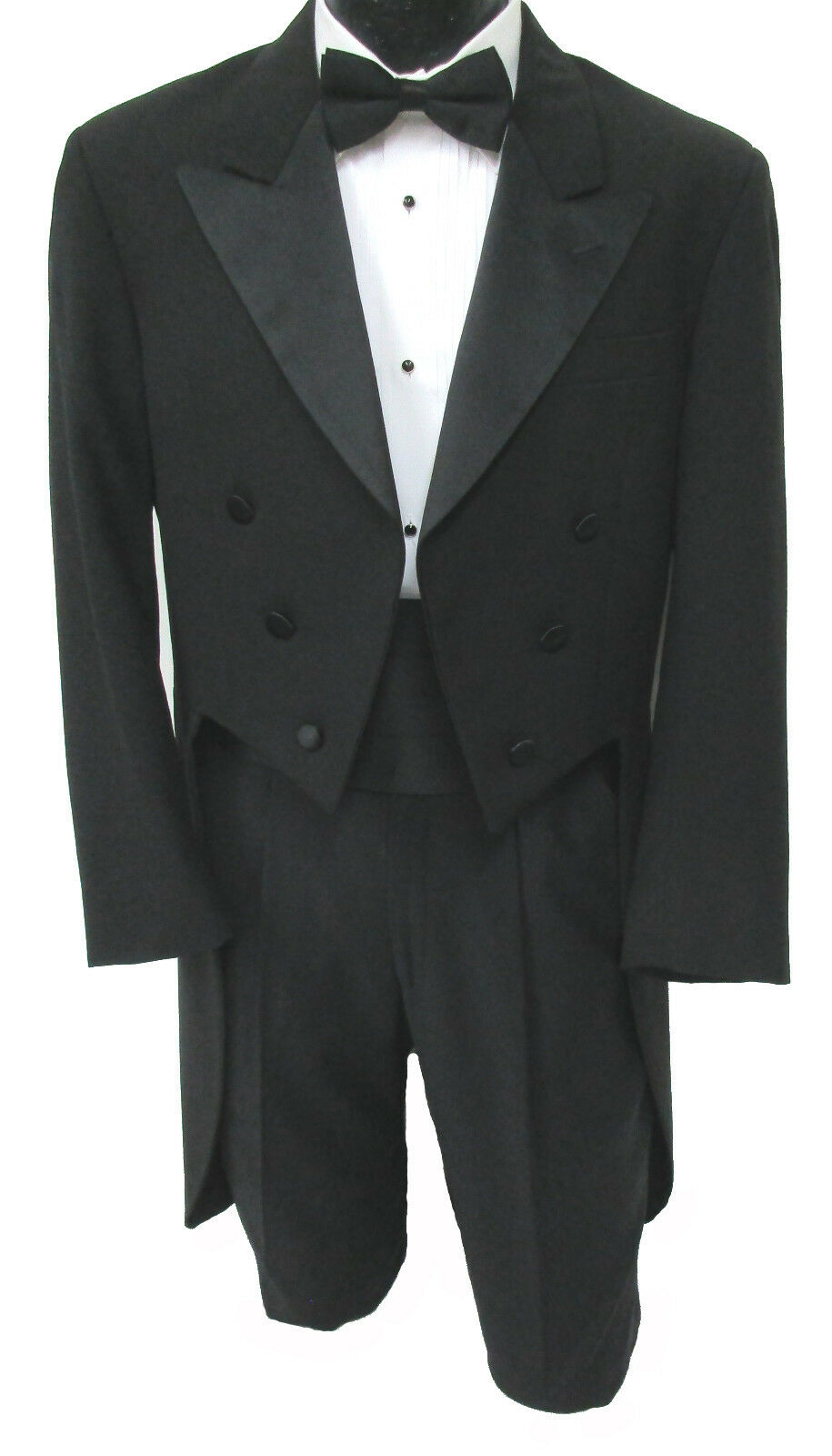 Men's Black Tuxedo Tailcoat Satin Peak Lapel Damaged Discount Dickens Costume