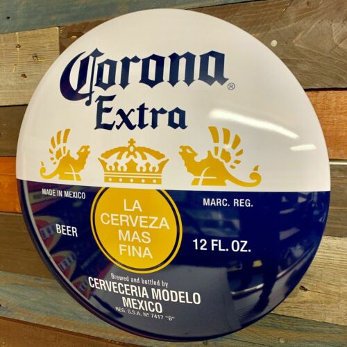 Corona Dome Round 15" Metal Sign, Beer Bar Home Man Cave Garage Wall Decor