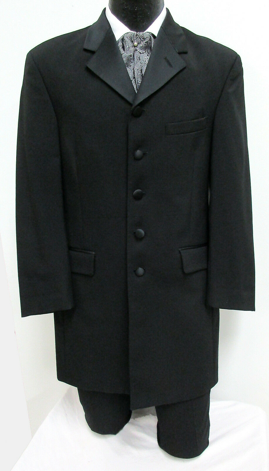 Men's Long Black Tuxedo Jacket Frock Coat Optional Pants Steampunk Victorian