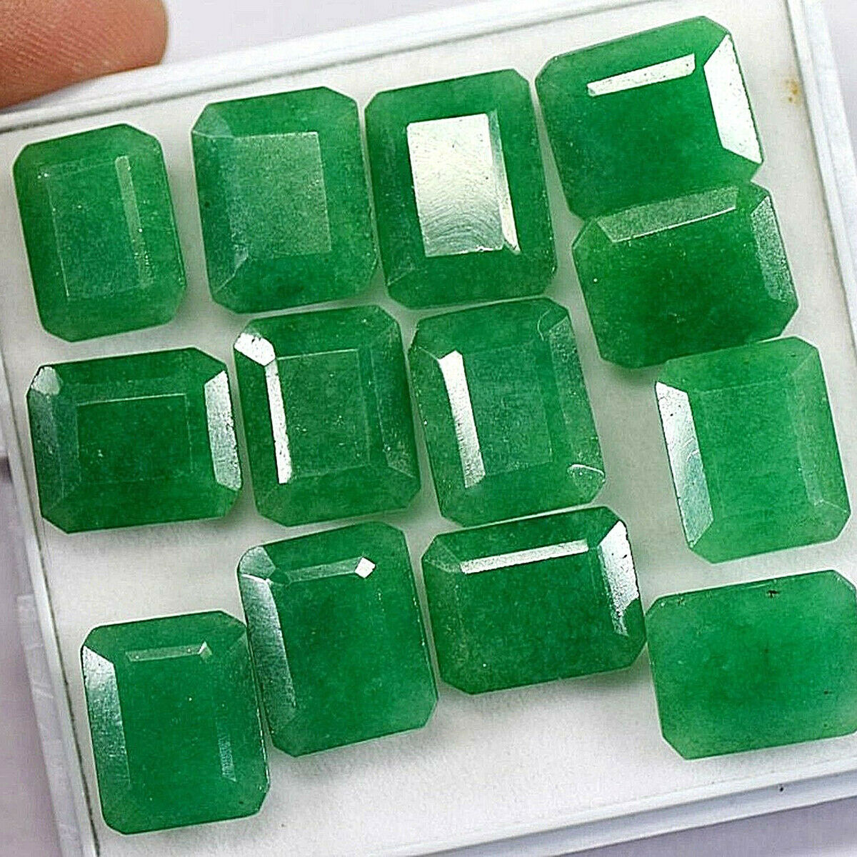 Natural Zambian Green Emerald Cut Faceted Loose Gemstone 150 Ct./13 Pcs Lot