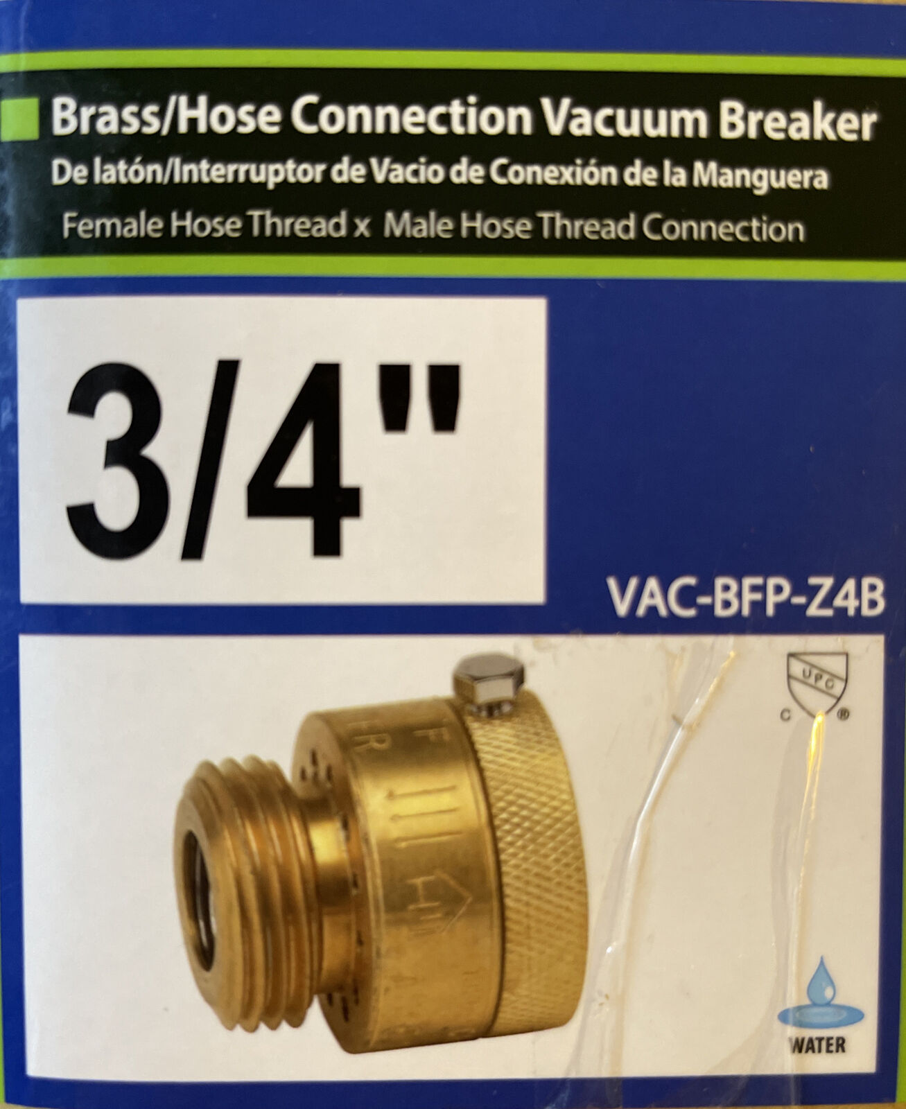 Homewerk Hose Connection Vacuum Breaker 3/4” FHT X 3/4” MHT 125 PSI 180/F