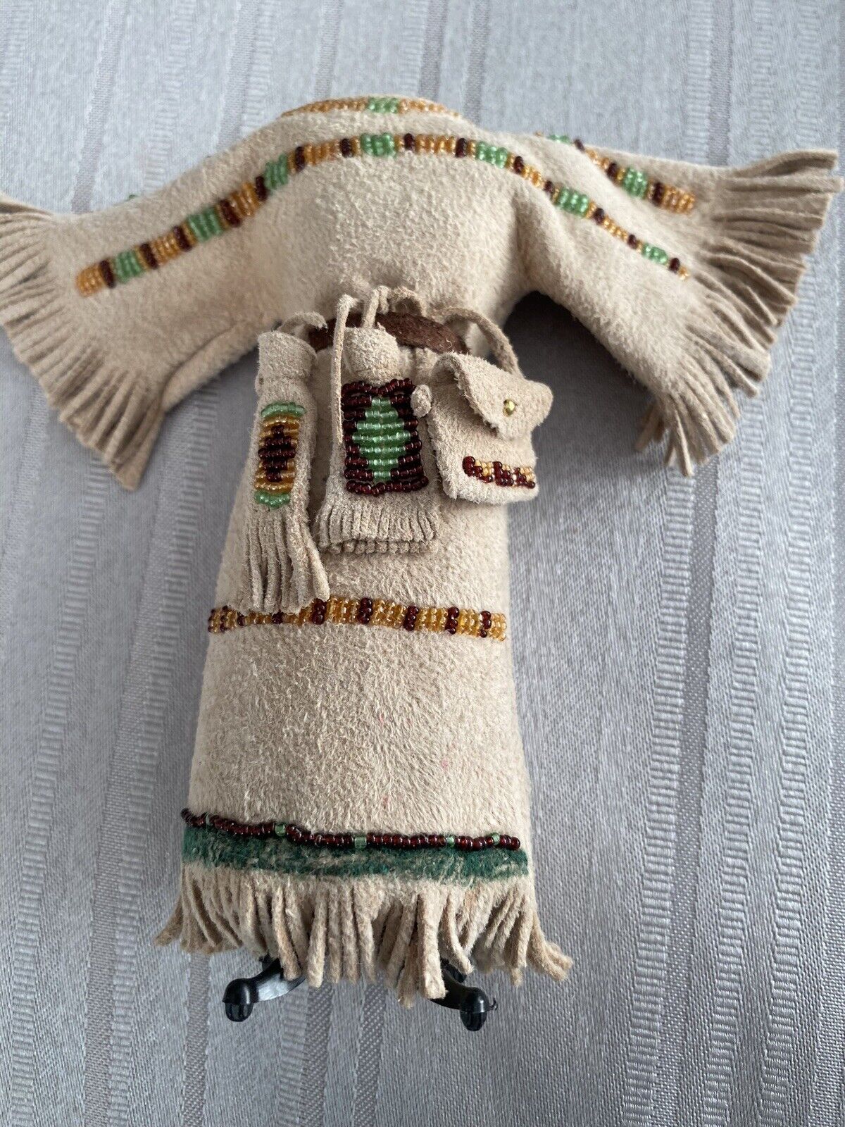 Miniature Handmade Beaded Deerskin Cheyenne Dress by Tu Moonwalker (D39)$