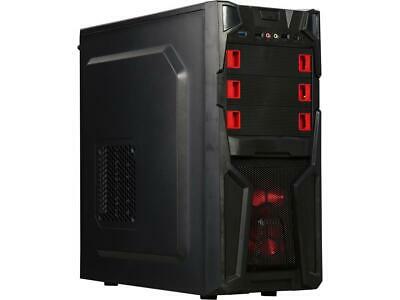 DIYPC Solo-T2-R Black USB 3.0 ATX Mid Tower Gaming Computer Case with 2 x Red Fa