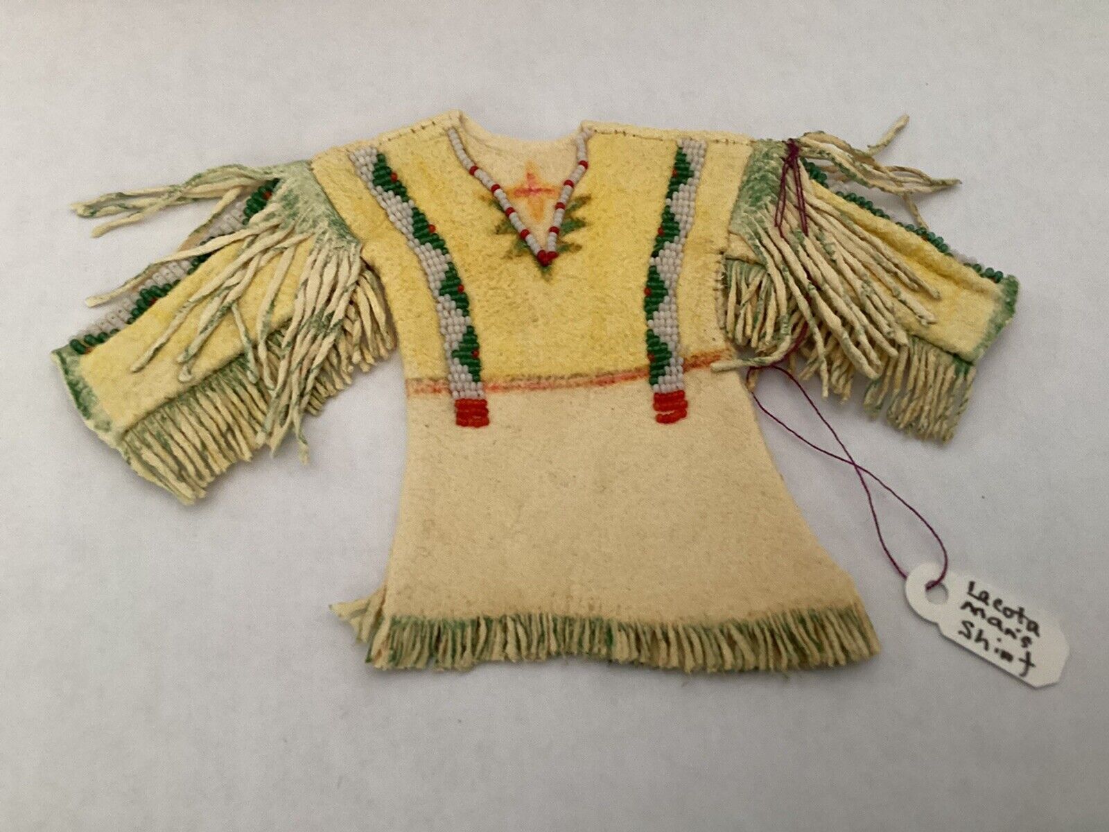 Miniature Handmade Deerskin Beaded Lakota Mens Shirt By Tu Moonwalker (D11)