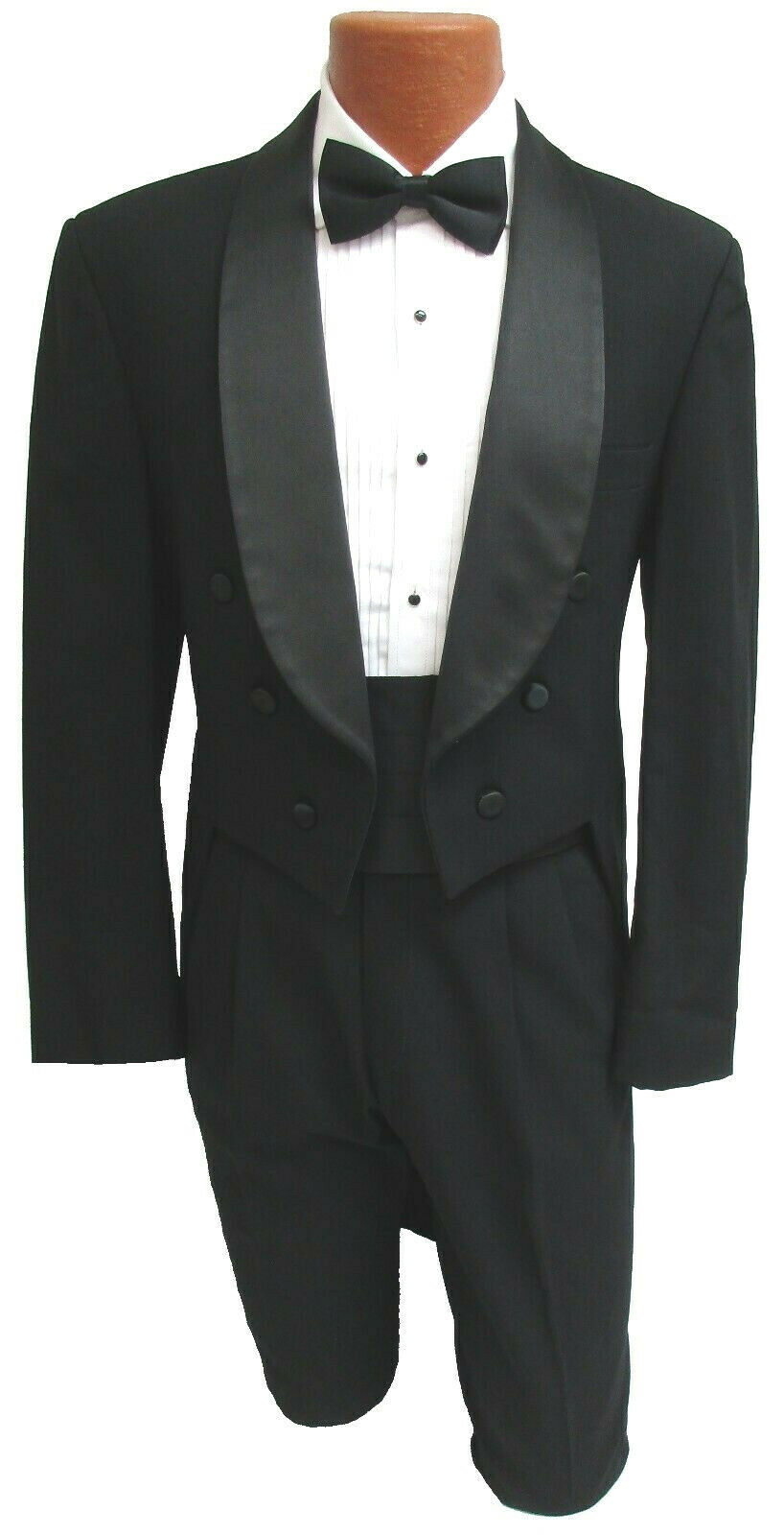 Men's Black Tuxedo Tailcoat Fulldress 6 Button Shawl Lapel Jacket Tux Tails Coat