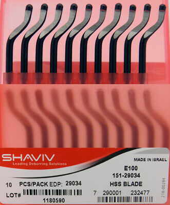 10pcs Type E100 High Speed Steel Right Hand Deburring Blades Shaviv EDP #29034