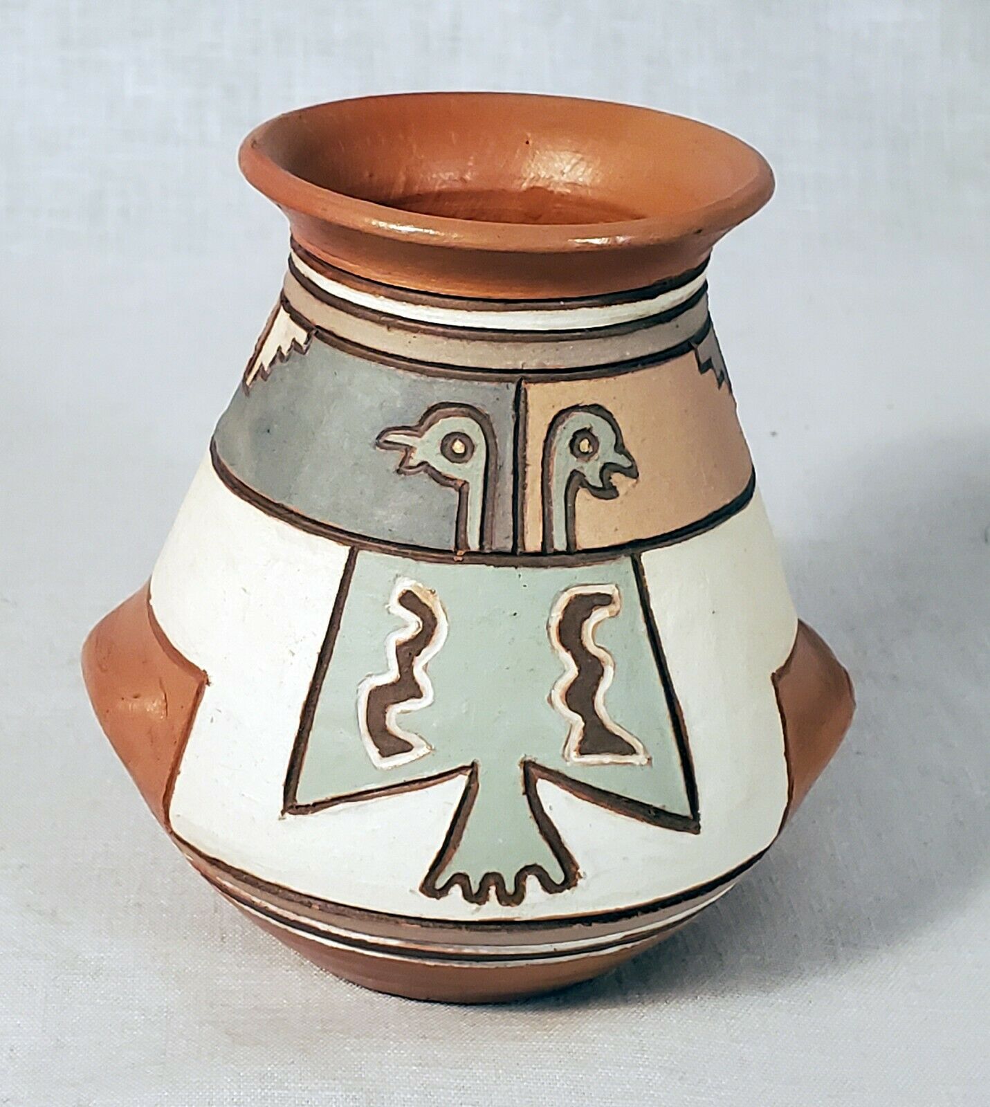 Handmade Signed Terracotta Vase. Made in La Rioja, Argentina by Maidama Daniel