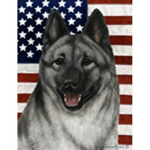 Patriotic (D2) House Flag - Norwegian Elkhound 32403