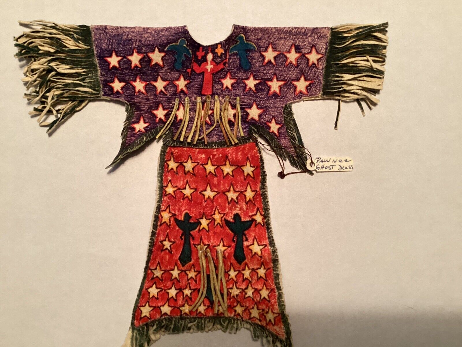 Miniature Handmade NA Deerskin Pawnee Ghost Dance Dress by Tu Moonwalker (D05)