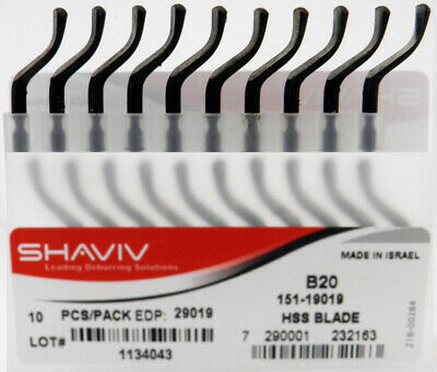 10pcs Type B20 HSS Bi-Directional Deburring Replacement Blades Shaviv #29019