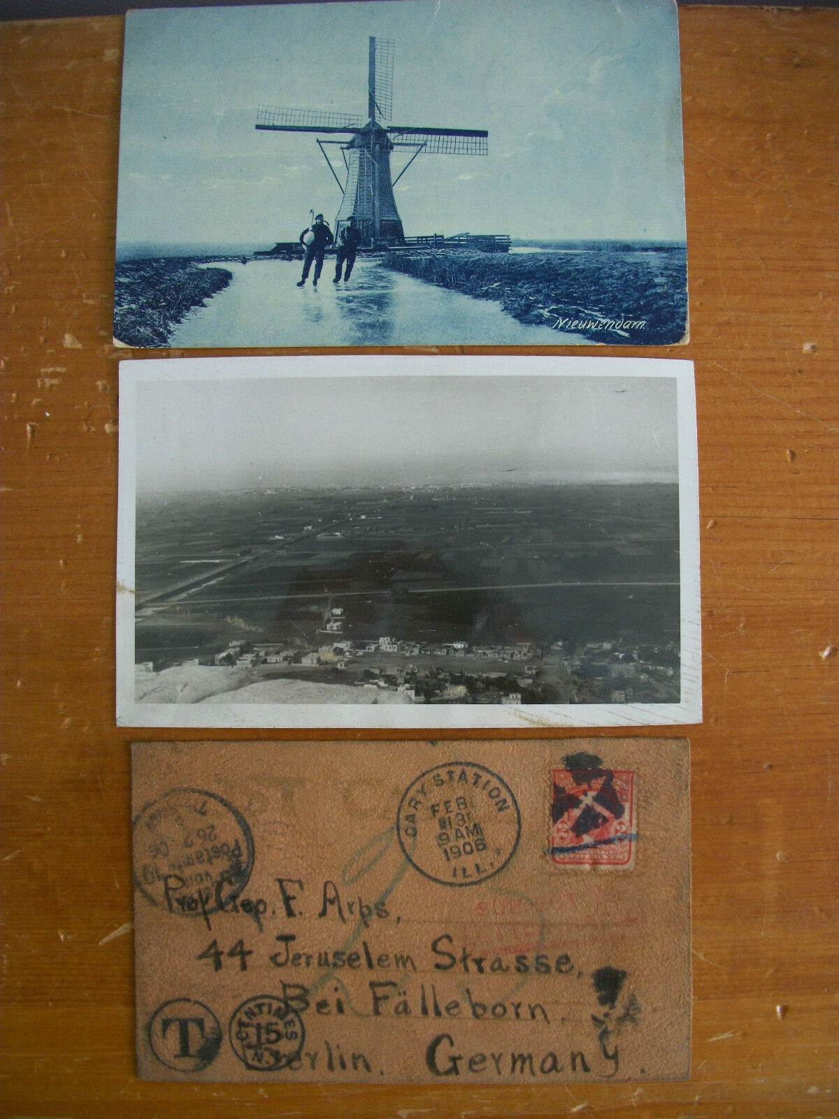 Lot of 3 Early 1900s Postcards, Prof GEORGE F ARPS' Travels